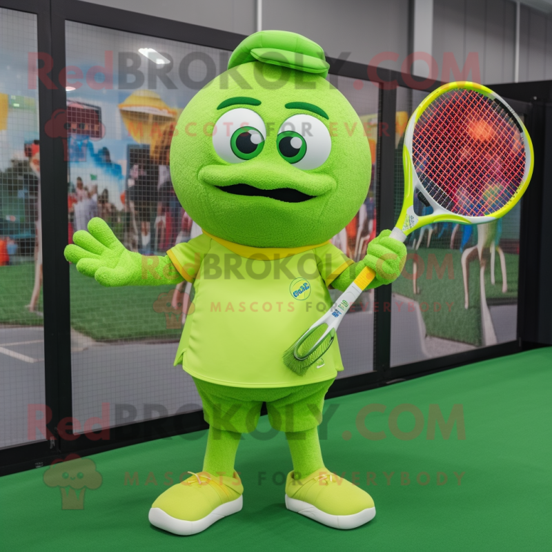 Lime Green Tennis Racket mascot costume character dressed with a Shorts and Clutch bags