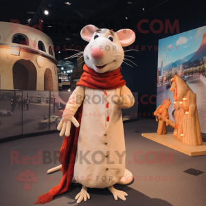 Beige Ratatouille mascot costume character dressed with a Bikini and Shawl pins