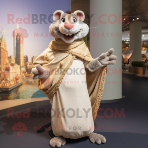 Beige Ratatouille mascot costume character dressed with a Bikini and Shawl pins