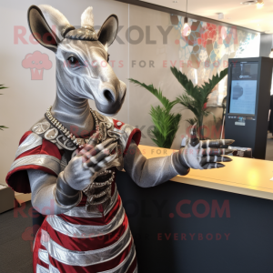 Sølv Okapi maskot kostume...