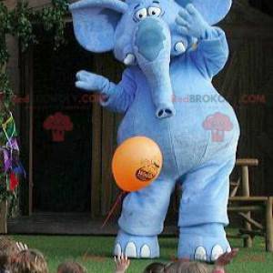 Mascote elefante azul gigante