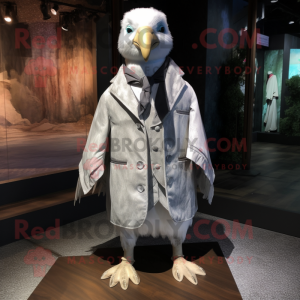 Silver Albatross mascot costume character dressed with a Coat and Bow ties