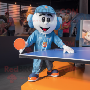 nan Ping Pong Table mascot costume character dressed with a Jeans and Suspenders