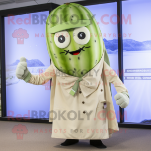 Beige Cucumber mascot costume character dressed with a Cardigan and Ties