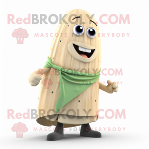 Beige Cucumber mascot costume character dressed with a Cardigan and Ties