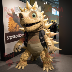 Tan Stegosaurus maskot...