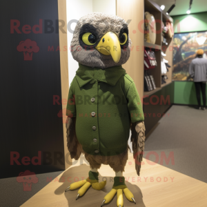 Olive Falcon maskot kostume...