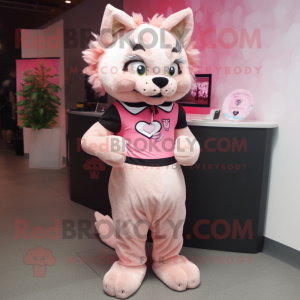 Rosa Bobcat maskot kostym...