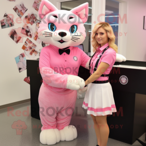 Pink Bobcat maskot kostume...