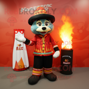 nan Fire Eater mascot costume character dressed with a Cover-up and Tote bags