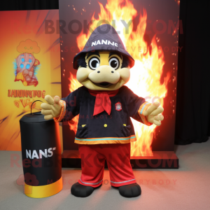 nan Fire Eater mascot costume character dressed with a Cover-up and Tote bags