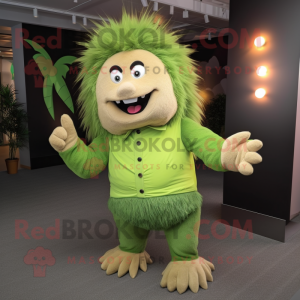 Lime Green Porcupine mascot costume character dressed with a Chinos and Ties