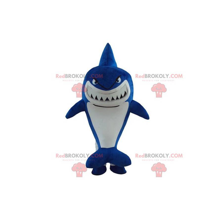 Blue shark mascot, shark costume, disguise of the sea -
