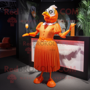 Orange Quail maskot kostym...