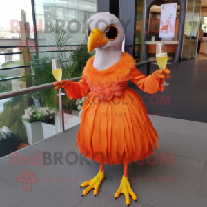 Orange Quail maskot kostume...