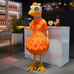 Orange Quail maskot kostume...