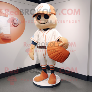 Peach Baseball Glove mascot costume character dressed with a Culottes and Messenger bags