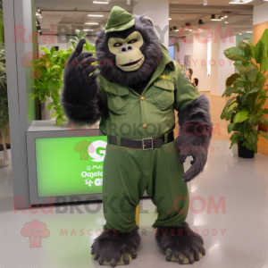 Forest Green Gorilla mascot costume character dressed with a Flare Jeans and Headbands