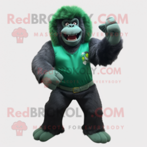 Forest Green Gorilla mascot costume character dressed with a Flare Jeans and Headbands