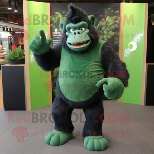 Forest Green Gorilla mascot costume character dressed with a Flare Jeans and Headbands