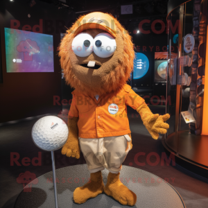 Rust Golf Ball mascot costume character dressed with a Playsuit and Keychains