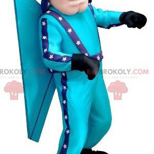 Mascotte aviatore blu con casco e occhiali - Redbrokoly.com