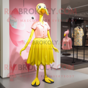 Gul Flamingo maskot kostume...