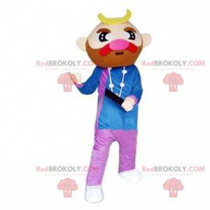 Mascotte uomo baffuto, costume barbuto, costume da boscaiolo -