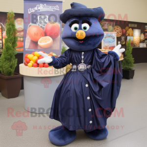 Navy Jambalaya mascot costume character dressed with a Ball Gown and Wallets