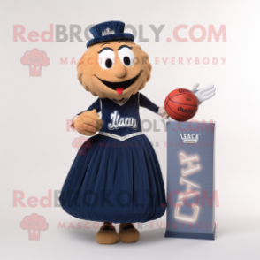 Navy Jambalaya mascot costume character dressed with a Ball Gown and Wallets