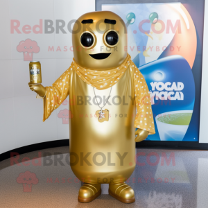 Gold Soda Can maskot drakt...