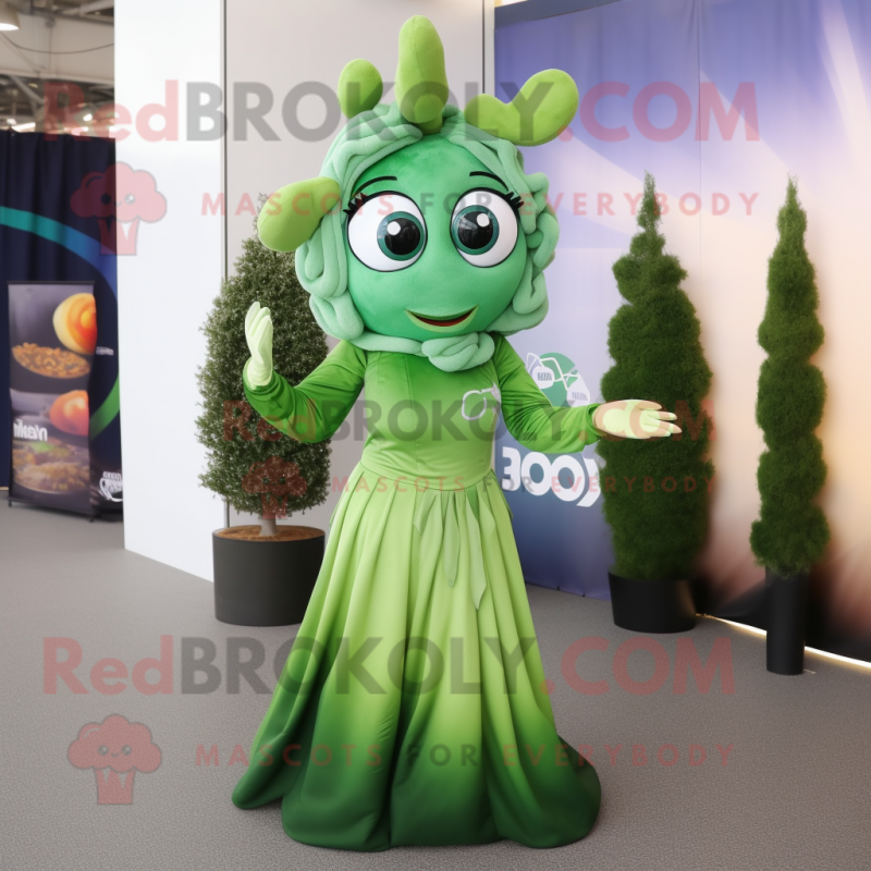 Olive Hydra mascot costume character dressed with a Midi Dress and Earrings Olive Hydra mascot costume character dressed with a Midi Dress and Earrings