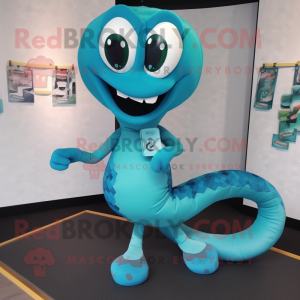 Cyan orm maskot kostym...