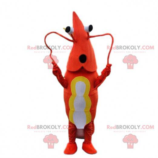 Mascote de camarão, fantasia de lagostim, fantasia de crustáceo