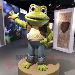 Béžová postava maskota Frog...