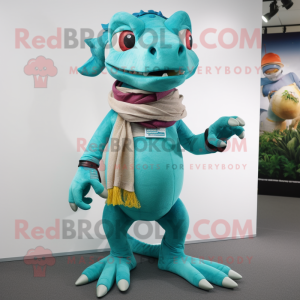 Cyan Geckos maskot kostyme...