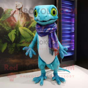 Cyan Geckos maskot kostume...