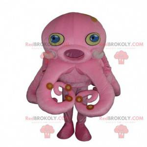 Mascotte de poulpe rose, costume de pieuvre, déguisement marin
