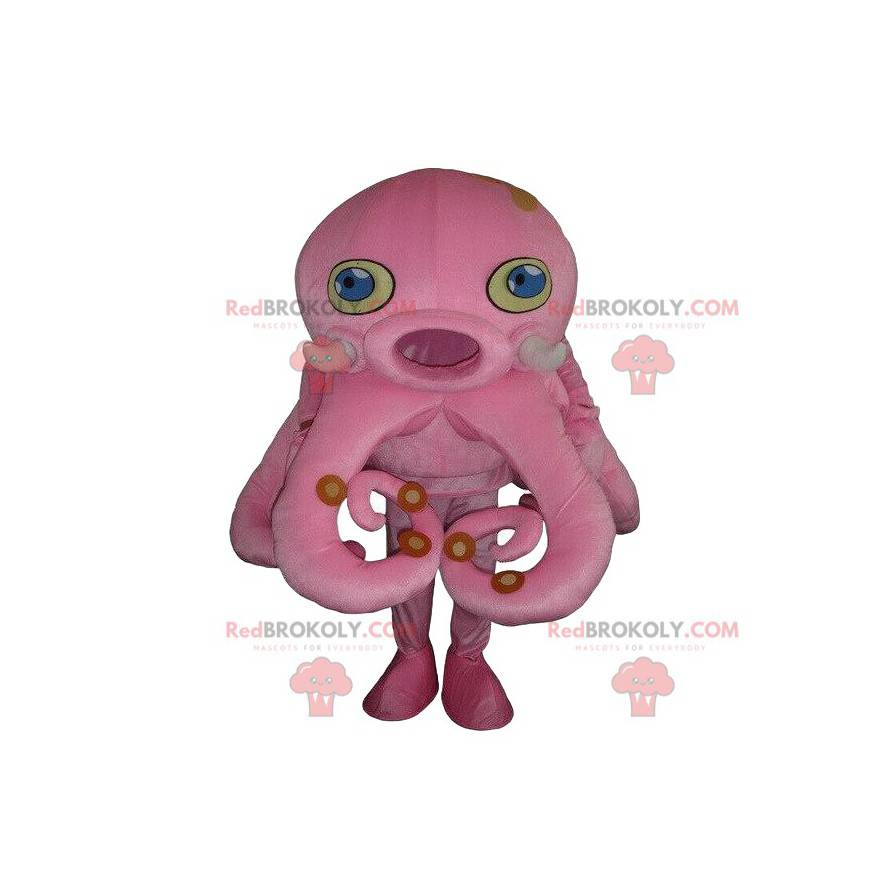 Mascotte de poulpe rose, costume de pieuvre, déguisement marin