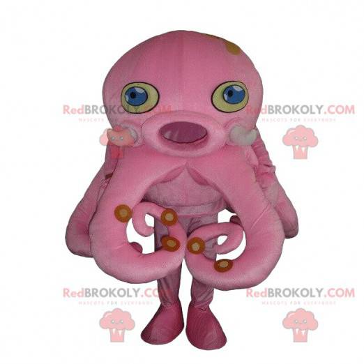 Mascot pink blæksprutte, blæksprutte kostume, sømand kostume -