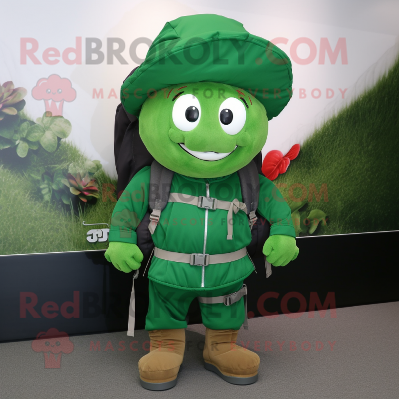 nan Spinach mascot costume character dressed with a Jacket and Backpacks nan Spinach mascot costume character dressed with a Jacket and Backpacks