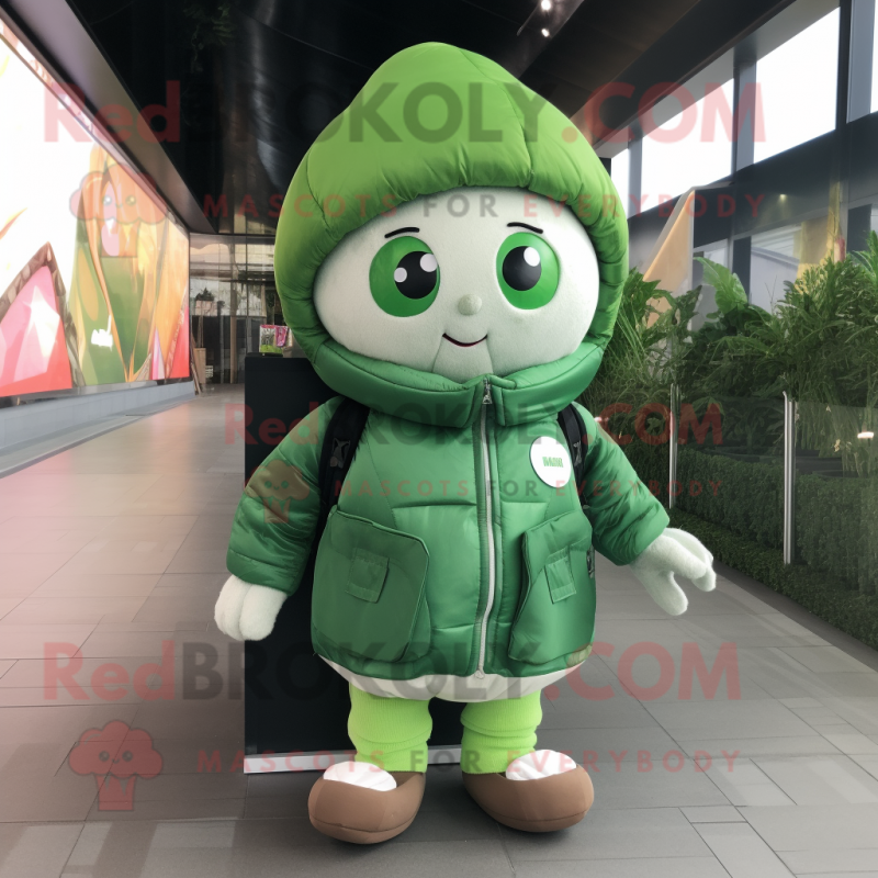 nan Spinach mascot costume character dressed with a Jacket and Backpacks nan Spinach mascot costume character dressed with a Jacket and Backpacks