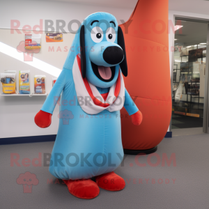 Sky Blue Hot Dogs maskot...