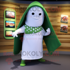 Green Ermine mascot costume character dressed with a Board Shorts and Shawl pins