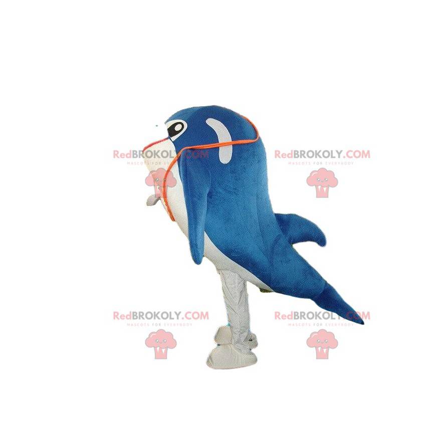 Mascotte de dauphin, costume de poisson, déguisement de baleine