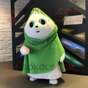 Green Ermine mascot costume character dressed with a Board Shorts and Shawl pins