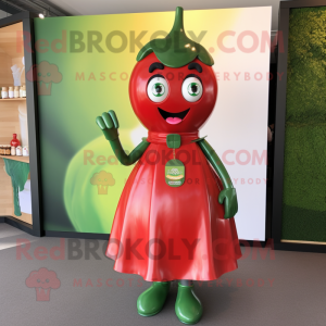 Olive Bottle Of Ketchup mascot costume character dressed with a A-Line Skirt and Handbags