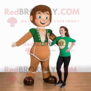 Tan Irish Dancer mascot costume character dressed with a Jumpsuit and Watches