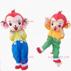 2 monkey mascots, chimpanzee costume, jungle costume -