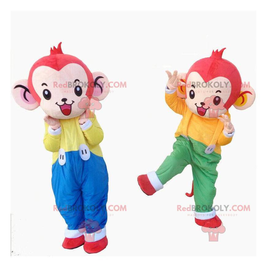 2 monkey mascots, chimpanzee costume, jungle costume -
